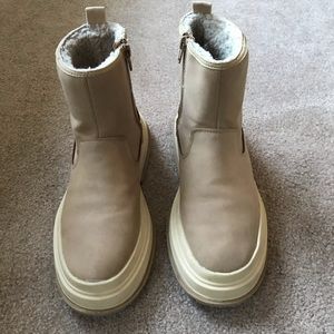 Zara vinyl & suede ankle moto style boots